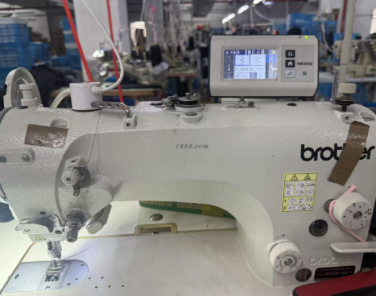 Industrial sewing machine close-up