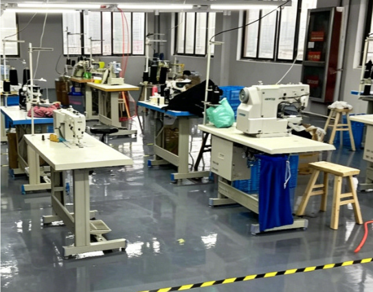 Sewing workshop with industrial machines